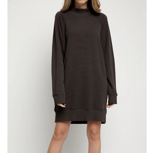 ATM NEW NWT Gray Mock Neck Sweatshirt Dress - Picture 1 of 9